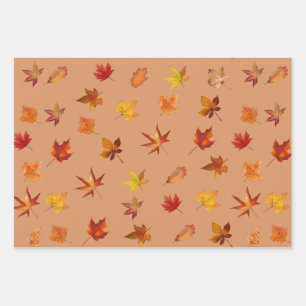 Herbstlaube im Herbst Muster mit 3 farbigem Hinter Geschenkpapier Set