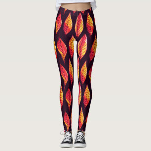 Herbstlaube in dunkelrot und gelb leggings