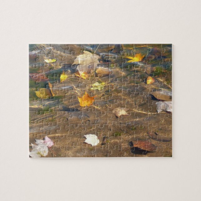 Herbstlaube in Pond Water Nature Fotografie Puzzle (Horizontal)