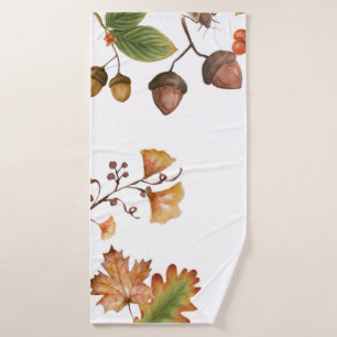 Herbstlaube mit Nuss und Ahorn Blätter Herbst Badehandtuch