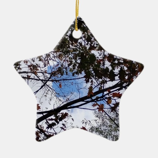 Herbstlaube mit Peeking Blue Sky Keramik Ornament (Vorne)