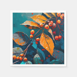 Herbstlaube Öl lackiert. Natur Herbstblätterung Serviette