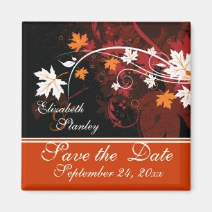 Herbstlaube Orangefarbene weiße Hochzeit Speichern Magnet