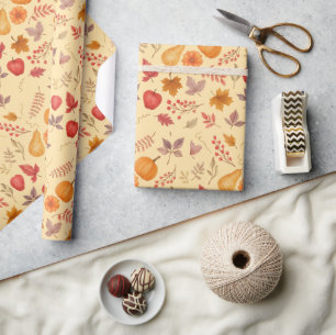 Herbstlaube, Pumpkins & gemütliche saisonale Desig Geschenkpapier