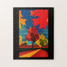 Herbstlaube und Bäume im Retro-Stil