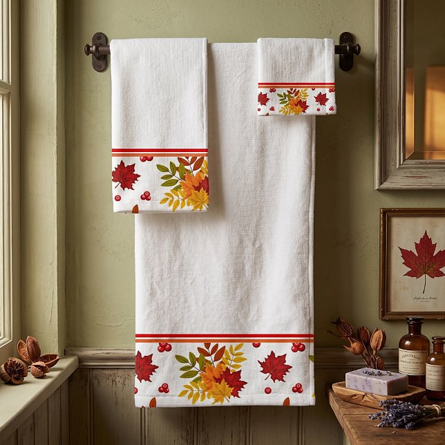 Herbstlaube und Beeren Badehandtuch Set (Von Creator hochgeladen)