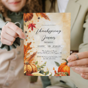 Herbstlaube und Pumpkins Erntedank Dinner Einladung