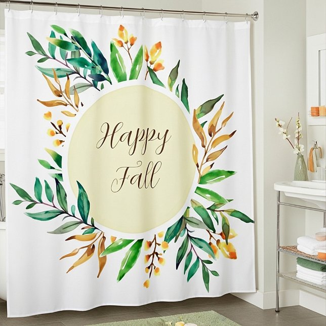 Herbstlaubrahmen mit anpassbarem Text  Duschvorhang (Von Creator hochgeladen)
