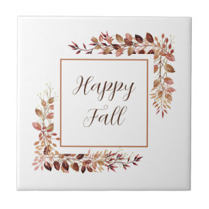 Herbstlaubrahmen mit anpassbarem Text Fliese