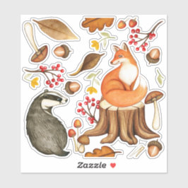 Herbstlaubs Badger & Fox Vinyl Decal Aufkleber