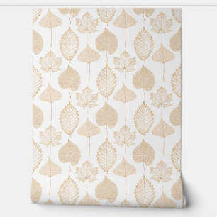 Herbstlaubs Beige White Tapete