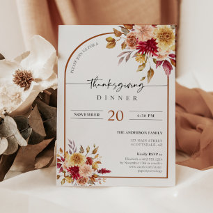 Herbstlaubs Boho Arch Pumpkin Erntedank Dinner Einladung