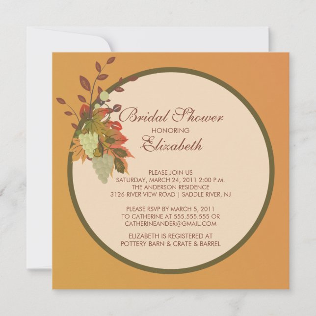 Herbstlaubs Bridal Dusche Einladung Herbst (Vorderseite)