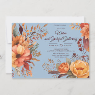 Herbstlaubs Floral Erntedank Friendsgiving Einladung