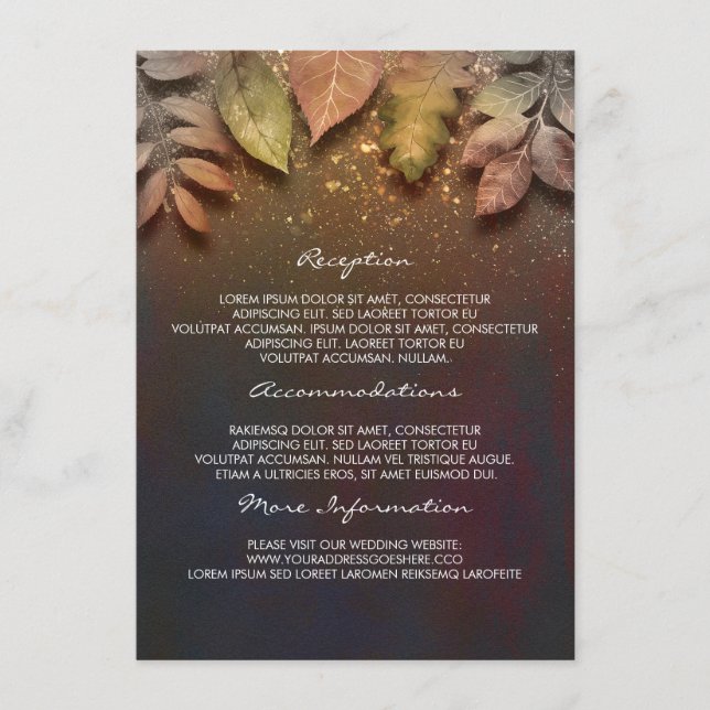 Herbstlaubs Gold Wedding Information Guest Card Begleitkarte (Vorderseite)