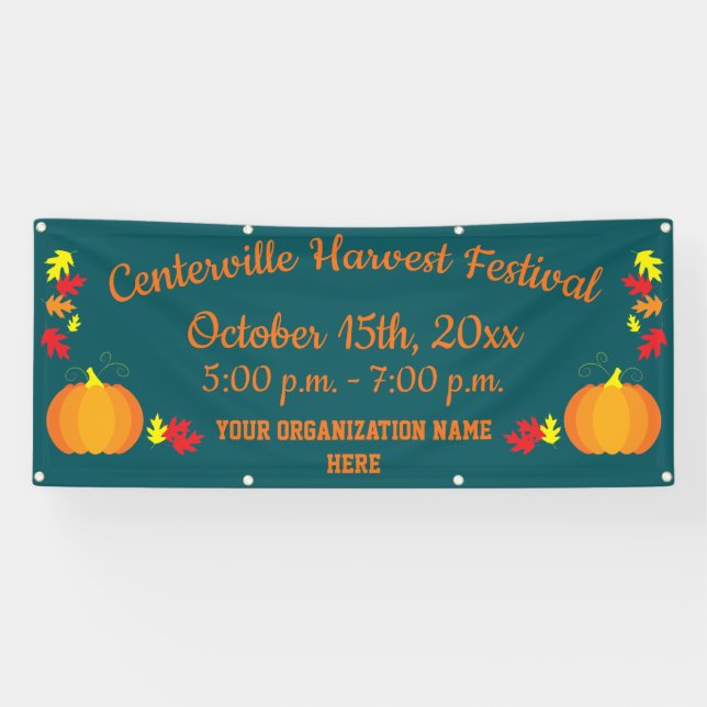 Herbstlaubs Herbst Pumpkin-Erntefestspiele Banner (Horizontal)