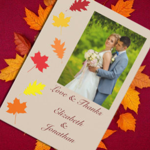 Herbstlaubs Hochzeit Dankeskarte