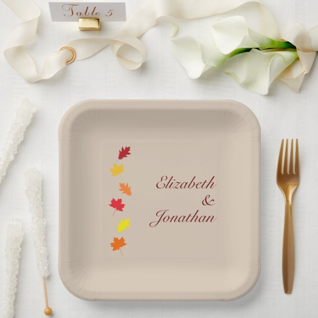 Herbstlaubs Hochzeit Pappteller (Hochzeit)