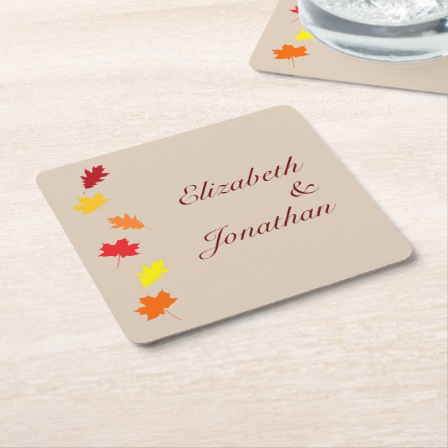 Herbstlaubs Hochzeit Rechteckiger Pappuntersetzer (angewinkelt)