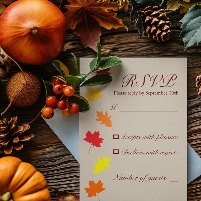 Herbstlaubs Hochzeit RSVP Karte (Von Creator hochgeladen)