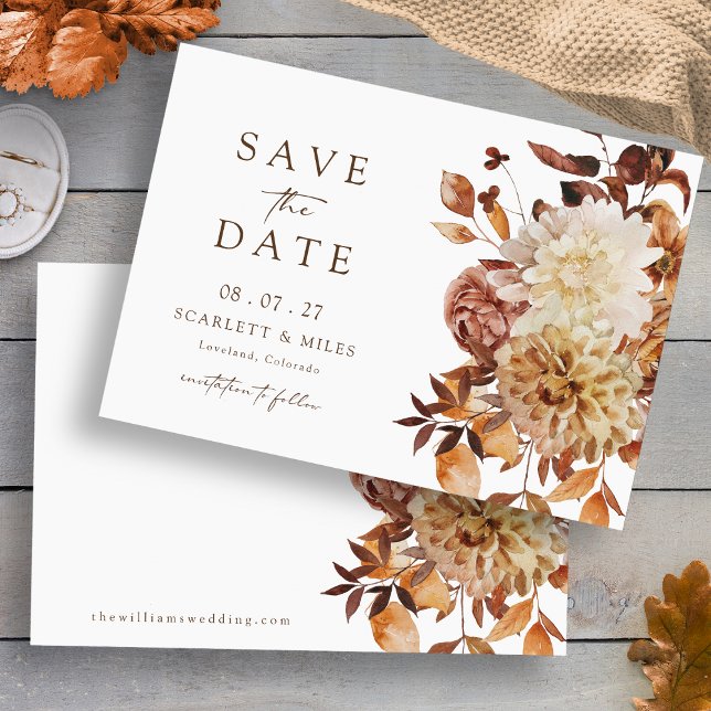 Herbstlaubs Hochzeit Save The Date (Elegant Fall Leaves Wedding Save The Date Invitation by Painted Paperie
)
