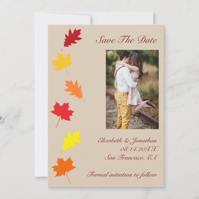 Herbstlaubs Hochzeit Save The Date (Vorderseite)