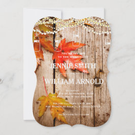 Herbstlaubs & Lights Mason Jars Rustikale Hochzeit Einladung