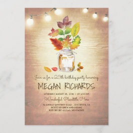 Herbstlaubs Mason Jar Rustic Geburtstagsparty Einladung