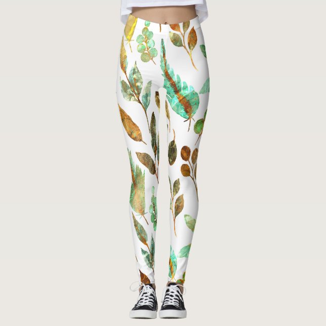 Herbstlaubs Muster Leggings (Vorderseite)