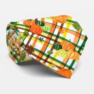 Herbstlaubs Pumpkin Kariert Pattern Krawatte