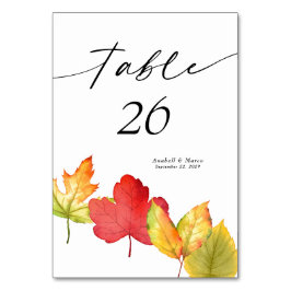 Herbstlaubs Scripture Wedding Table card Tischnummer