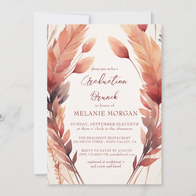 Herbstlaubs und Feathers Brautparty Einladung (Vorderseite)