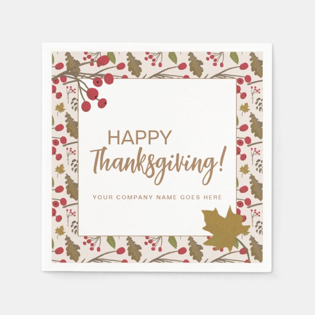 Herbstlaubs Unternehmen Happy Thanksgiving Serviette (Vorderseite)