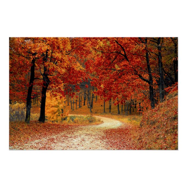 Herbstlaubs Woods Herbstwaldhochzeit Poster (Vorderseite)
