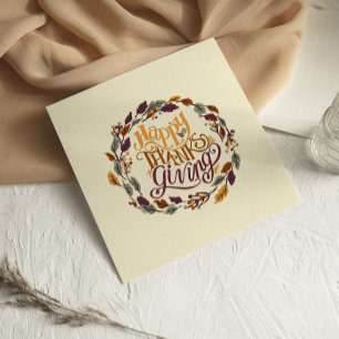 Herbstlaubs Wreath Happy Thanksgiving Card