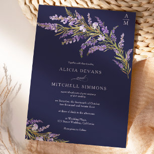 Herbstlavender Blütenfarbenhochzeit Einladung