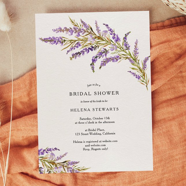 Herbstlavender florale Aquarellfarben Brautparty Einladung (Fall lavender floral watercolor chic bridal shower invitation)