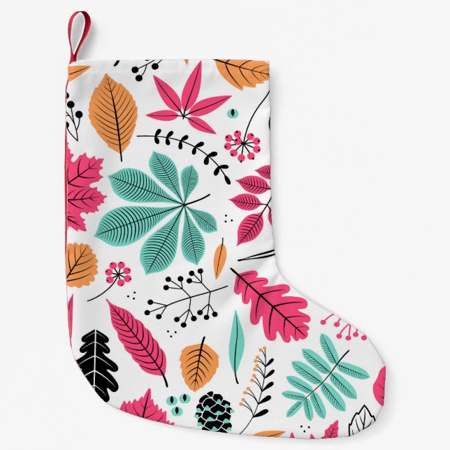Herbstleaf Abstraktes nahtloses Muster Kleiner Weihnachtsstrumpf (Vorderseite)