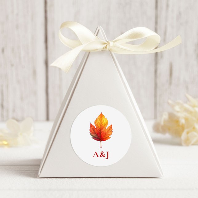 Herbstleaf Fall Moderner Hochzeitsturm Runder Aufkleber (Von Creator hochgeladen)