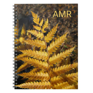 Herbstleaf Golden Fern Foto mit Monogramm Notizblock