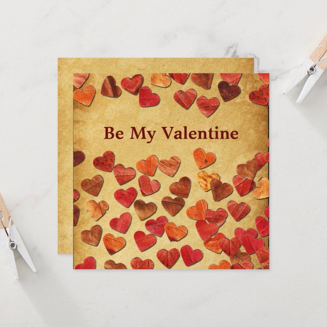 Herbstleaf Herz - Valentine Karte (Vorderseite/Rückseite Beispiel)