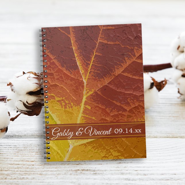 Herbstleaf-Hochzeit Notizblock (The Shades of Autumn Leaf Notebook can be an advice book or guest book for your Fall wedding.)