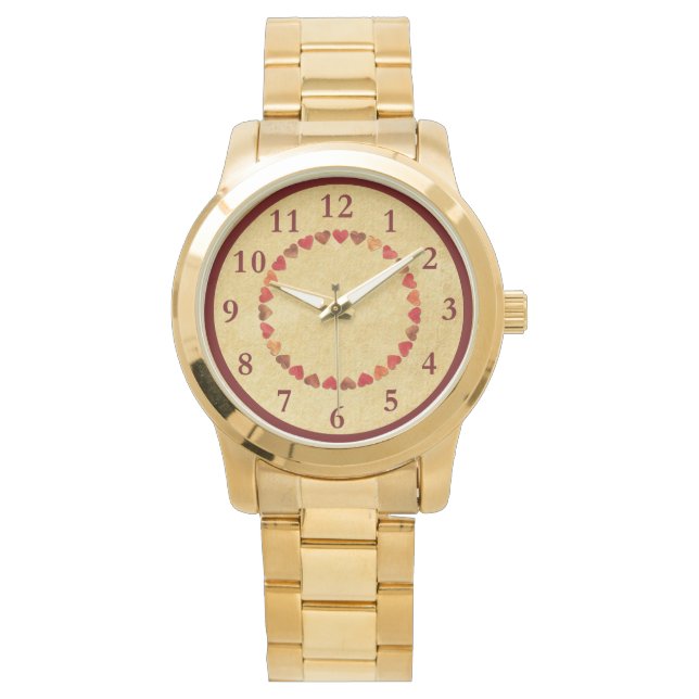 Herbstleaf hört auf altes Papier Armbanduhr (Vorderseite)