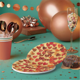 Herbstleaf hört auf altes Papier Pappteller