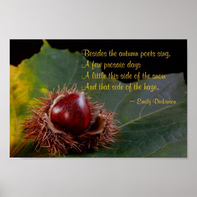 Herbstleaf mit Nut & Emily Dickinson Gedicht Poste Poster (Vorne)