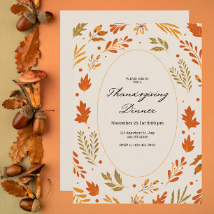 Herbstleaf Muster Erntedank Abendessen Einladung