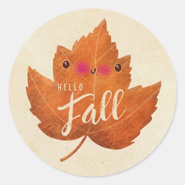 Herbstleaf Niedlicher Halloween-Erntedank Fall Runder Aufkleber (Vorderseite)