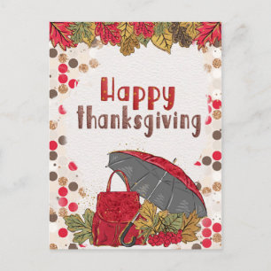 Herbstleaf Polka Dot Happy Thanksgiving Postkarte