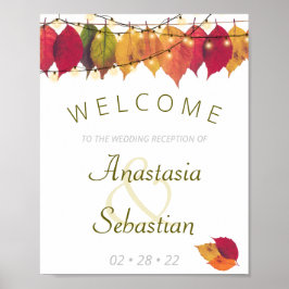 Herbstleaf String Lights Hochzeitsempfang Begrüßun Poster