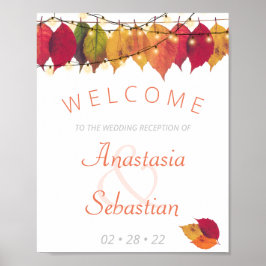 Herbstleaf String Lights Hochzeitsempfang Begrüßun Poster
